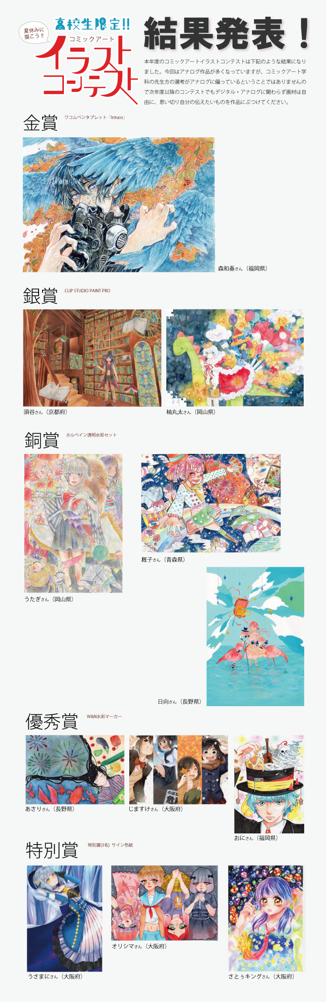 コミックアートイラストコンテスト17 結果発表 大阪総合デザイン専門学校
